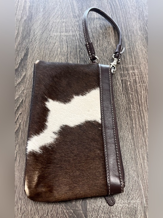 Overland Handbags - Overland Real Cowhide Brown & White. Leather Western Wristlet Cowgirl